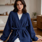 🎉 LIMITED TIME 50% OFF! 🧥 Women's Belted V-Neck Loungewear Coat – Versatile Robe-Cardigan Design with Self-Tie Belt 🤍