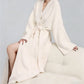 🎉 LIMITED TIME 50% OFF! 🧥 Women's Belted V-Neck Loungewear Coat – Versatile Robe-Cardigan Design with Self-Tie Belt 🤍