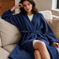 🎉 LIMITED TIME 50% OFF! 🧥 Women's Belted V-Neck Loungewear Coat – Versatile Robe-Cardigan Design with Self-Tie Belt 🤍