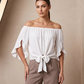 🎉 LIMITED TIME 50% OFF! 💞 Women Casual Off Shoulder Sweet Bow Tie Front Summer Blouse – Breezy Summer Elegance 🌸