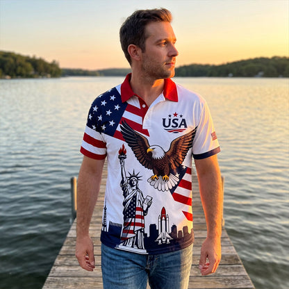 🔥 Pro-Favorite Men's Classic Fit Short Sleeve T-Shirt – Polyester – Breathable 🇺🇸