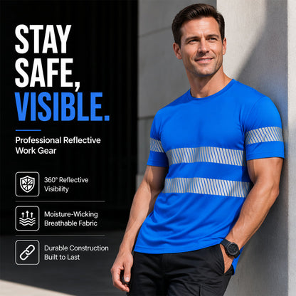🔥 Pro-Favorite Men's High Visibility Reflective Safety Work Top – Blended Material – Breathable 🦺