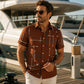 🔥 Pro-Favorite Men's Geometric Print Relaxed-Fit Button-Down Shirt – Blended Material – Breathable 👔