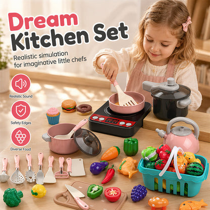 🍳 50% OFF! ✨ Kids' Toy Kitchen Set – Realistic Induction Cooker with Live Cooking Sounds, Cuttable Play Food & Certified Safe ABS – Camping Adventures & Pretend Cooking Fun 🏕️