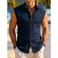 🔥 Pro-Favorite Men's Breathable Sleeveless Button Down Shirt – Blended Material – Breathable 👔