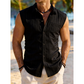 🔥 Pro-Favorite Men's Breathable Sleeveless Button Down Shirt – Blended Material – Breathable 👔
