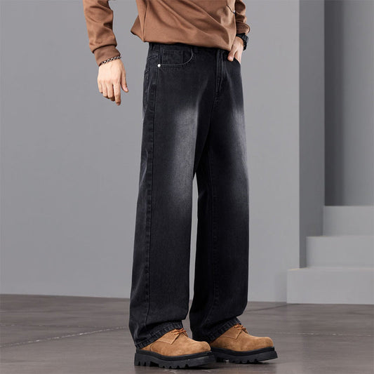 🔥 Pro-Favorite Men's Vintage Wash Wide-Leg Jeans – Blended Fabric – Breathable 👖