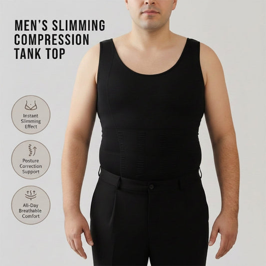 🔥 Pro-Favorite Men's Breathable Slimming Compression Tank Top – Nylon Blend – Breathable 💪