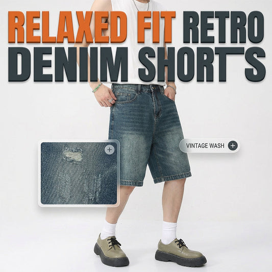 🔥 Pro-Favorite Men's Vintage Relaxed Fit Denim Shorts – Cotton Blend – Breathable 🩳