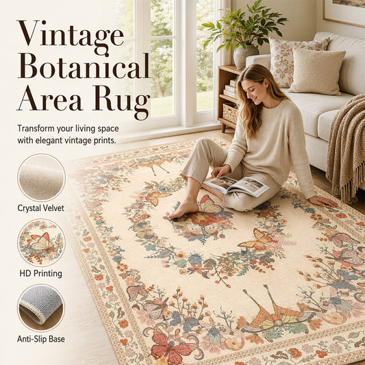 📢 LIMITED TIME 50% OFF! ⏰ Easy-Care Floral Area Rug – Butterfly & Floral Design, Soft Comfort Underfoot 🌸