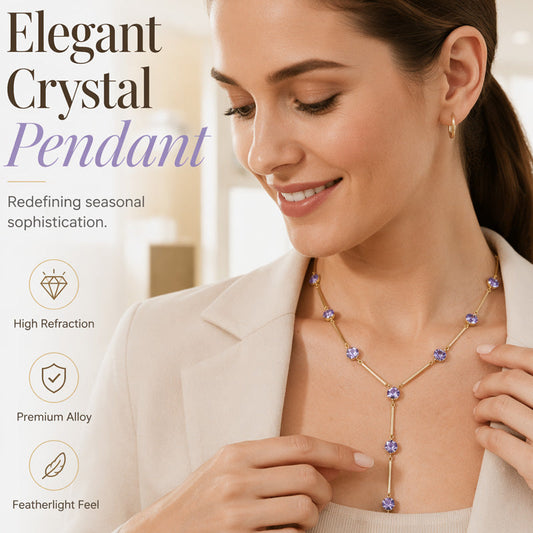 📢 LIMITED TIME 50% OFF! ⏰ Women's Elegant Y-Shaped Drop Necklace – Geometric Crystal Pendant with Sparkle Finish ✨