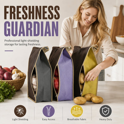 🥔 50% OFF! ✨ Large-Capacity Breathable Vegetable Storage Bag – Blackout Anti-Sprouting Fabric Blocks Light, Quick-Access Side Zipper & Self-Standing Design – Tear-Resistant Organizer for Potatoes, Onions & Garlic 🧅