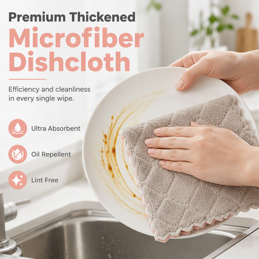 🎉 LIMITED TIME 50% OFF! 🧽 Soft Microfiber Double-Sided Cleaning Cloth – Premium Thickened Dishcloth for Grease Removal ✨