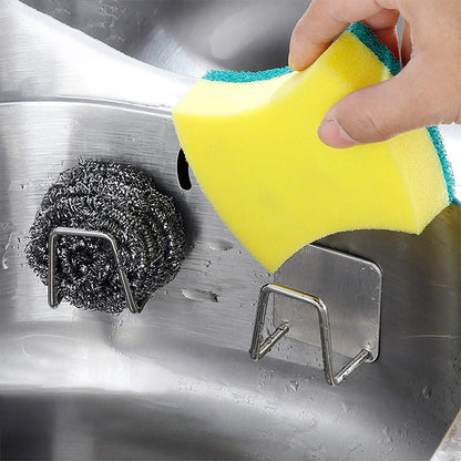 🎉 LIMITED TIME 50% OFF! 🧽 Kitchen Sink Sponge Holder – Stainless Steel, Self-Adhesive, Hollow Drain Design for Quick Drying 🚰