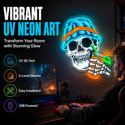 🎉 LIMITED TIME 50% OFF! 💀 LED Skull Neon Sign – Vibrant UV Neon Art with 5-Level Smart Dimming & Floating Design ☠️
