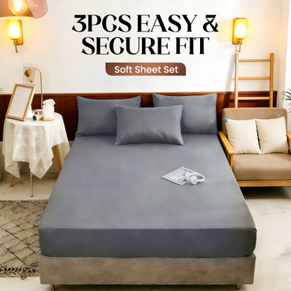 🎉 LIMITED TIME 50% OFF! 🛏️ 3PCS Easy & Secure Fit Soft Sheet Set – 360° Elasticized, Deep Pocket & Sumptuously Soft Brushed Fabric ✨