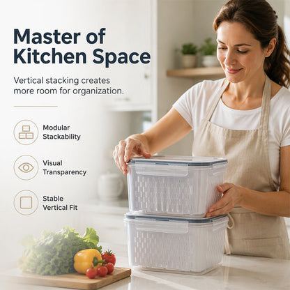 ⏳🔥 LIMITED-TIME 50% OFF! ⏰ 3-Piece Fruit Drain Basket & Storage Container Set with Lids – One-Lift Drainage, 24H Airtight Lock & Modular Stacking – Fresh Produce Stays Crisp Longer 🥗
