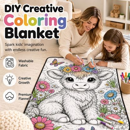 🎉 LIMITED TIME 50% OFF! 🎨 DIY Kids' Coloring Blanket – Washable Flannel, Creative Fun & Family Bonding ✨