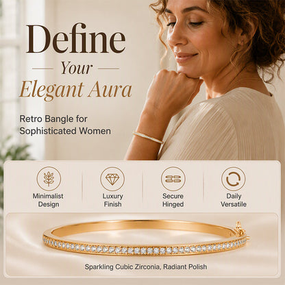🎉 LIMITED TIME 50% OFF! ✨ Retro Rhinestone Gold-Tone Cuff Bangle – Hinged Opening, Sparkling Stone Rows & Vintage Glam ✨
