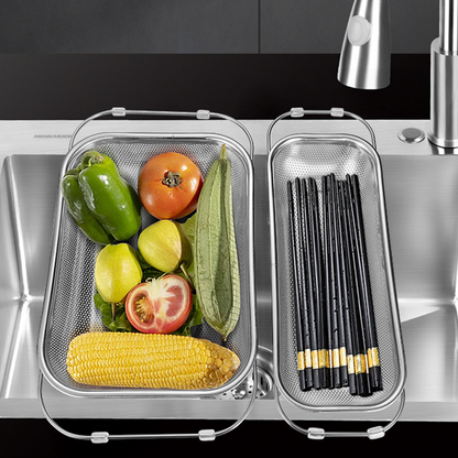 🎉 LIMITED TIME 50% OFF! 🍳 Stainless Steel Telescopic Drainer Basket – Adjustable Fit, Multi-Functional Draining & Space-Saving Hanging Design ✨