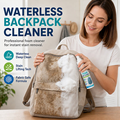 🎉 LIMITED TIME 50% OFF! 🎒 Waterless Backpack Foam Cleaner – Stain & Odor Remover for Canvas & Nylon Bags, 100ml ✨