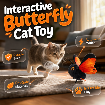 📢 LIMITED TIME 50% OFF! ⏰ Smart Sensing Flapping Butterfly Toy – Interactive Cat Toy, Lifelike Movement & Solo Fun Anytime 🦋🐱