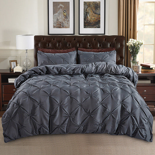 🎉 2026 SALE 50% OFF! 🛏️ 3-Piece Pintuck Pleated Duvet Cover & Pillowcases Set – Elegant Texture, Hidden Zipper & Machine Washable ✨