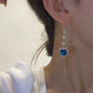 ⏳ LIMITED TIME 50% OFF! ⏰ Exquisite Blue Heart Synthetic Gemstone Threader Earrings – Dazzling Sapphire Look, Hypoallergenic & Timeless 💙