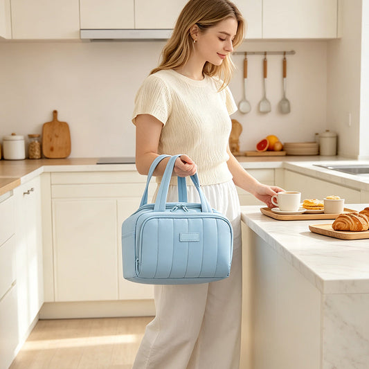 🧊 LIMITED TIME 50% OFF! 🥪 Quilted Insulated Water-Resistant Lunch Bag – Thermal Insulation, Spacious & Commute-Ready for Work, School & Travel ✨