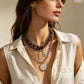 🎉 LIMITED TIME 50% OFF! 📿 Retro Multi-Layer Beaded Necklace – Stacked Look, Earth Tones & Metallic Accents – Adjustable Lobster Clasp ✨