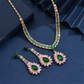 🎉 LIMITED TIME 50% OFF! 💎 Zircon Jewelry Set – Necklace & Drop Earrings for Women – Pink & Green Design, Premium Copper Base ✨