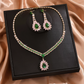 🎉 LIMITED TIME 50% OFF! 💎 Zircon Jewelry Set – Necklace & Drop Earrings for Women – Pink & Green Design, Premium Copper Base ✨