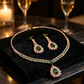 🎉 LIMITED TIME 50% OFF! 💎 Zircon Jewelry Set – Necklace & Drop Earrings for Women – Pink & Green Design, Premium Copper Base ✨