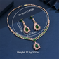 🎉 LIMITED TIME 50% OFF! 💎 Zircon Jewelry Set – Necklace & Drop Earrings for Women – Pink & Green Design, Premium Copper Base ✨
