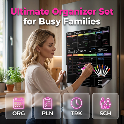 🎉 LIMITED TIME 50% OFF! 🧲 Magnetic Fridge Calendar Planner Set with Markers – Monthly & Weekly Layout, Stain-Resistant & Zero-Slip Backing ✨