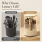 🎉 LIMITED TIME 50% OFF! 💄 Elegant Dustproof Makeup Brush Organizer – Press-Lift Storage, Multiple Compartments & Protective Cover ✨