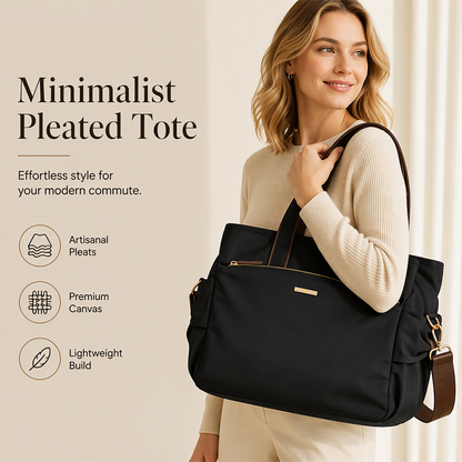 🎉 LIMITED TIME 50% OFF! 👜 Casual Canvas Tote Bag with Pleated Side Pockets for Women – Minimalist Design, 8-Zone Organization & Multi-Way Styling ✨