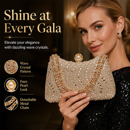 🎉 LIMITED TIME 50% OFF! 💎 Elegant Pearl Clasp Evening Clutch Bag – Rhinestone Embellished, 3-in-1 Wear & Dumpling Silhouette ✨