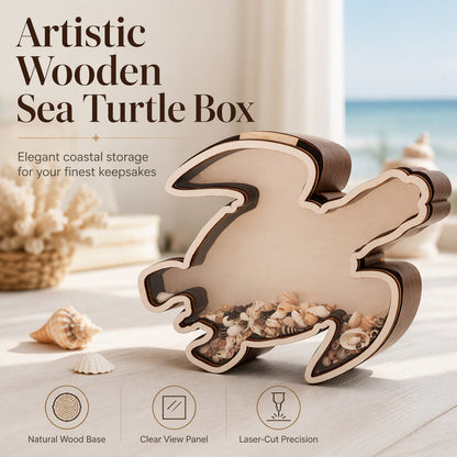 🐢 LIMITED TIME 50% OFF! Creative Wood Sea Turtle Shell Organizer – Laser-Cut Schima Superba, Acrylic Panel & Coastal Aesthetic ✨