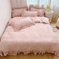 🛏️ 50% OFF! ✨ Simple Solid Color 4-Piece Bedding Set with Ruffled Borders – Double-Stitched Ruffle Hem, Cloud-Like Microfiber & Breathable Softness – Romantic Elegance for Your Sleep Sanctuary 🌙