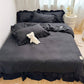 🛏️ 50% OFF! ✨ Simple Solid Color 4-Piece Bedding Set with Ruffled Borders – Double-Stitched Ruffle Hem, Cloud-Like Microfiber & Breathable Softness – Romantic Elegance for Your Sleep Sanctuary 🌙