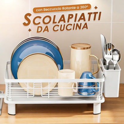 🎉 LIMITED TIME 50% OFF! 🍽️ 360° Rotating Spout Kitchen Dish Rack – Large Capacity, Sturdy Iron Frame & Multi-Zone Storage ✨