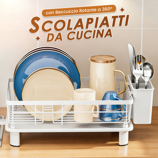 🎉 LIMITED TIME 50% OFF! 🍽️ 360° Rotating Spout Kitchen Dish Rack – Large Capacity, Sturdy Iron Frame & Multi-Zone Storage ✨