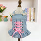 🎉 LIMITED TIME 50% OFF! 👗 Cute Princess Denim Dog Jacket – Stylish Adjustable Clothing for Small & Medium Dogs, Soft Washed Denim with Bow Accent 🐩✨