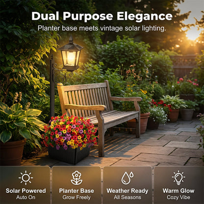 📢📢40% OFF !! ⏰Outdoor Solar Garden Light with Planter Base