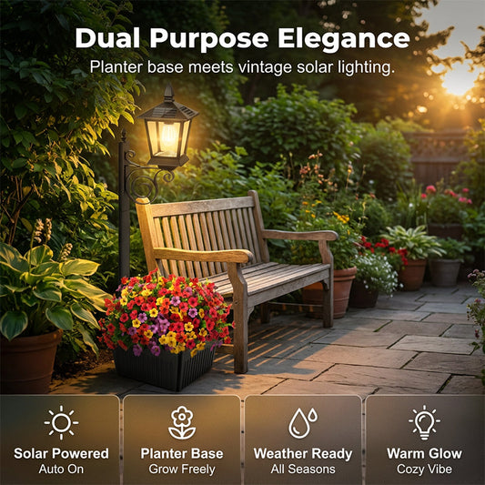 📢📢40% OFF !! ⏰Outdoor Solar Garden Light with Planter Base