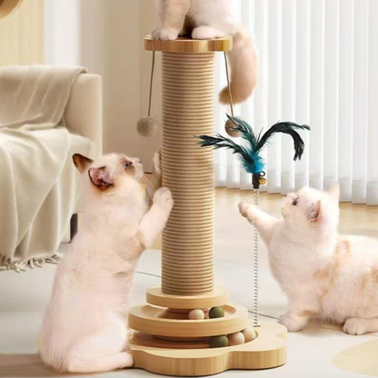 🎉 LIMITED TIME 50% OFF! 🐱 Multifunctional Cat Activity Center with Scratcher and Toys – Sisal Post, Ball Track & Interactive Feather Toy ✨
