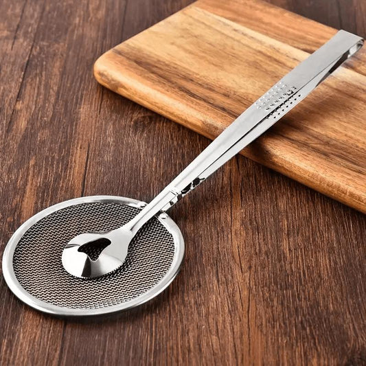 🎉 LIMITED TIME 50% OFF! 🥢 2-in-1 Stainless Steel Food Tongs & Oil Strainer – Fine Mesh, Ergonomic Handle & Easy Clean ✨