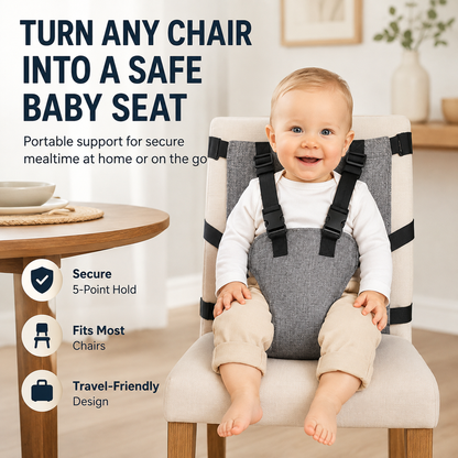 📢 LIMITED TIME 50% OFF! ⏰ Portable Baby High Chair Safety Harness Strap – Adjustable, Travel-Friendly & Multi-Point Support 👶✨