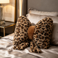 🎉 LIMITED TIME 50% OFF! 🐆 Leopard Print Bowknot Throw Pillow – Faux Rabbit Fur, Ergonomic Lumbar Support & High Rebound PP Cotton ✨